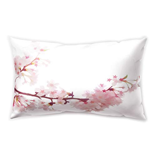 Hengjiang Kissenbezug, rosa Blume, Kirschblüten, doppelseitiger Druck, weicher Plüsch-Kissenbezug, 30 cm x 50 cm, Polyester, 07, About 50 * 30cm von WEIANG