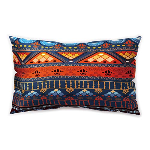 Hengjiang Kissenbezug im afrikanischen Ethno-Stil, rechteckig, geometrischer Druck, doppelseitig, weich, Plüsch, 30 x 50 cm, Orange/Braun, Polyester, 01, about 50*30cm von WEIANG