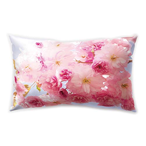 Hengjiang Kissenbezug, rosa Blume, Kirschblüten, doppelseitiger Druck, weicher Plüsch-Kissenbezug, 30 cm x 50 cm, Polyester, 03, About 50 * 30cm von WEIANG