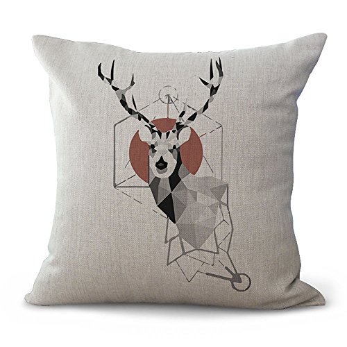 Hengjiang Tier-Kissenbezüge, Cartoon, Hirsch, Giraffe, Elch, Pfau, Gemälde, Baumwolle, Leinen, für zu Hause, Sofa, Bett, Deko, 45 x 45 cm, Baumwoll-Leinen, 05, 45 cm*45 cm von Hengjiang