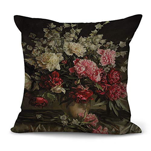 Hengjiang Vintage-Kissenbezüge, Retro-Blumen-Rosen-Sonnenblumen-Muster, Baumwoll-Leinen, 18 x 18/45 x 45 cm, Überwurf-Kissenbezüge, 01, 45 cm*45 cm von WEIANG