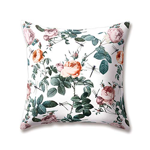 Hengjiang Weich Plüsch Kissen Floral Flower Rose Zitrone Orange Plant Leaf Druck 18 x 18/45 x 45 cm Überwurf Weich Plüsch Kissen für Home Sofa Bett Deko, Polyester, 06, 45 cm*45 cm von Hengjiang