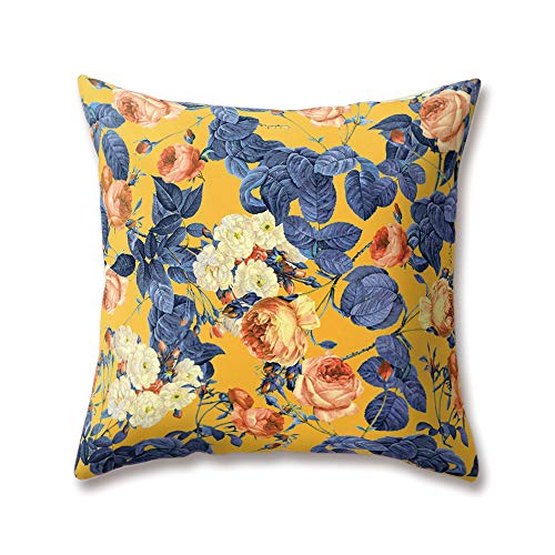 Hengjiang Weich Plüsch Kissen Floral Flower Rose Zitrone Orange Plant Leaf Druck 18 x 18/45 x 45 cm Überwurf Weich Plüsch Kissen für Home Sofa Bett Deko, Polyester, 13, 45 cm*45 cm von Hengjiang