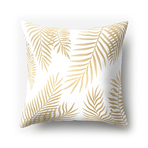 Hengjiang Weich Plüsch Nordic Kissen Pflanze Tree Leaf Gold Druck 18 x 18/45 x 45 cm Überwurf Weich Plüsch Kissen für Home Sofa Bett Deko, Polyester, 14, 45 cm*45 cm von WEIANG