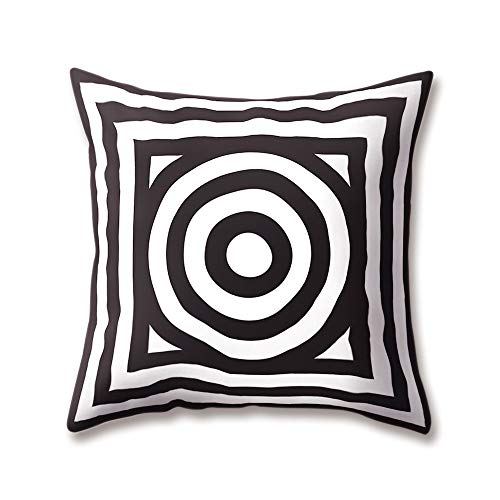 Hengjiang Weich Plüsch Nordic Style Kissen Schwarz und weiß Geometrische Druck 18 x 18/45 x 45 cm Überwurf Weicher, Einfarbiger Kissen für Home Sofa Bett Deko, Polyester, 04, 45 cm*45 cm von Hengjiang