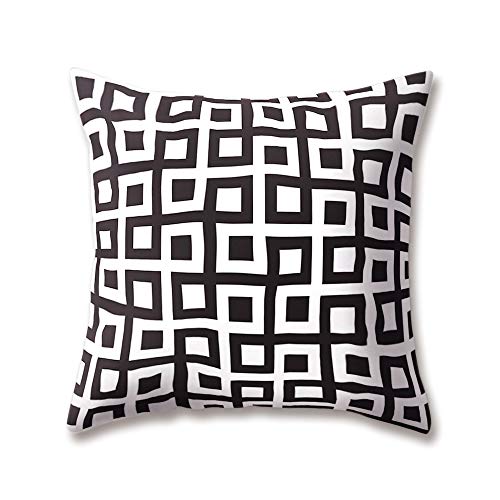 Hengjiang Weich Plüsch Nordic Style Kissen Schwarz und weiß Geometrische Druck 18 x 18/45 x 45 cm Überwurf Weicher, Einfarbiger Kissen für Home Sofa Bett Deko, Polyester, 09, 45 cm*45 cm von Hengjiang