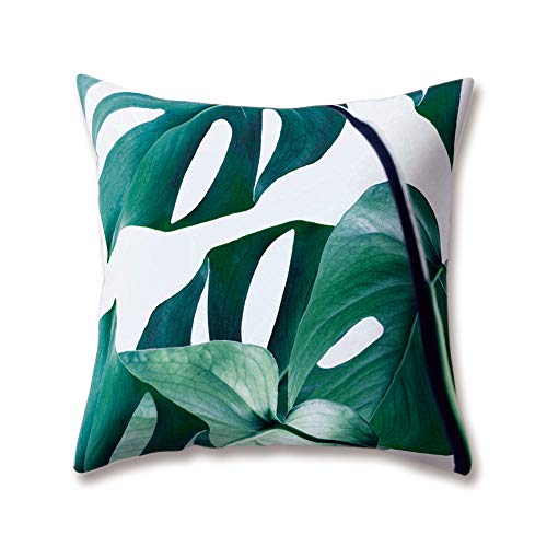 Hengjiang Weich Plüsch Weiß Nordic Style Kissen Kaktus grün Leaf Pflanze Druck 18 x 18/45 x 45 cm Überwurf Weicher, Einfarbiger Kissen für Home Sofa Bett Deko, Polyester, 12, 45 cm*45 cm von WEIANG