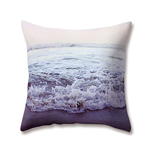 Hengjiang Weichem Plüsch Blau Kissen Ocean Sea Marine Meerwasser Spray Sky Beach Gemälde 18 x 18/45 x 45 cm Überwurf Weich Plüsch Kissen für Home Sofa Bett Deko, Polyester, 02, 45 cm*45 cm von Hengjiang