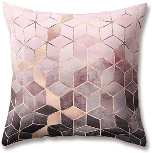 Hengjiang Weicher Plüsch-Samt-Kissenbezug, nordischer Stil, grün, rosa, weiß, schwarz, grau, geometrischer Druck, Kissenbezüge für Zuhause, Sofa, Bett, dekorativ,18 x 18/45 x 45 cm von Hengjiang