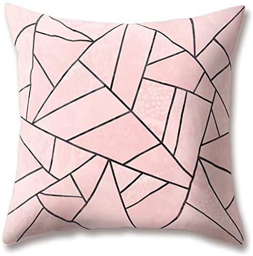 Hengjiang Weicher Plüsch-Samt-Kissenbezug, nordischer Stil, grün, rosa, weiß, schwarz, grau, geometrischer Druck, Kissenbezüge für Zuhause, Sofa, Bett, dekorativ,18 x 18/45 x 45 cm von Hengjiang