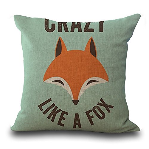 Kissen 45 x 45 cm/18 x 18 Animal Serie Kinder Cartoon handbemalte Fox Muster niedliche Fox grau beige Baumwolle Leinen Kissenbezug für my-a1061–01#02 von WEIANG