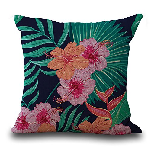 Kissen 45 x 45 cm/18 x 18 Tropical Style Pflanze Grün Leaves Flamingo Schmetterlinge grau grün beige Baumwolle Leinen Kissenbezug für my-p1020–01, 04, 45 x 45 cm von WEIANG