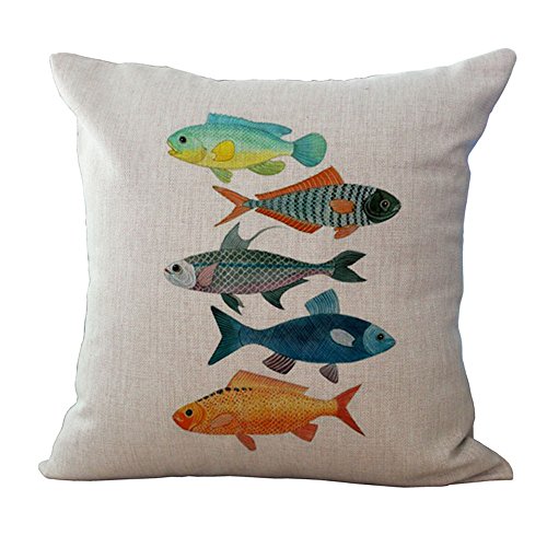 Kissenbezug, mit mediterranen Motiven in rot und blau auf grauem Untergrund, 45 x 45 cm, Leinenmaterial, ideal für Sofas, Clubs und Bars oder Hunde- und Katzenkörbchen #06 von Hengjiang