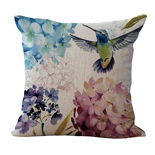 Kissenhülle 45 cmX45 cm/18 x 18, Vintage-Stil Blumen Sonnenblume blau Blumen grau beige mit Baumwolle Leinen Kissen Abdeckung für Sofa Bett Auto-Haus-Shop-Hunde, Katzen, my-p1015–01, 05, 45 x 45 cm von Hengjiang