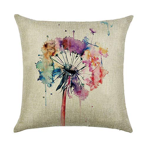 WEIANG Kissen Vintage Blumen Lotus Cherry Blossom Dandelionemälde Dicke Baumwolle Leinen Doppelseitig 18 x 18/45 x 45 cm Überwurf Kissen Fällen 12 von Hengjiang
