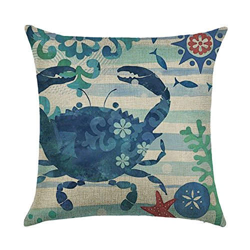 WEIANG Nautical Themed Beach Kissen Marine Life Fisch Malerei Dicke Baumwolle Leinen Doppelseitig 18 x 18/45 x 45 cm Überwurf Kissen Fällen 08 von Hengjiang