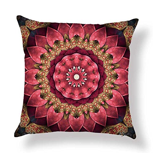 hengjiang 120 g dick Kissen Buddhismus Muster Mandala Baumwolle Leinen doppelseitig drucken quadratisches Kissen, Kissen Fall für Home Stuhl Sofa Bett Shop Bar Club Auto Büro Decor Red 08 von Hengjiang