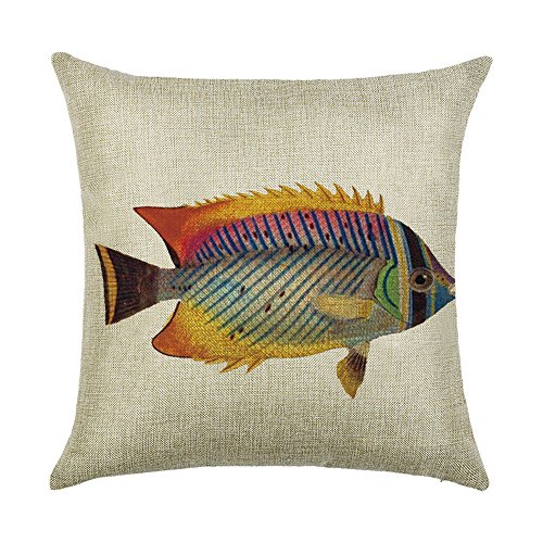 hengjiang Creative Retro Marine Life Serie Überwurf Kissen Double Side Kissen Baumwolle Leinen Vintage Sofa Home Decor Geschenk Fisch Shell Wal 13 von Hengjiang