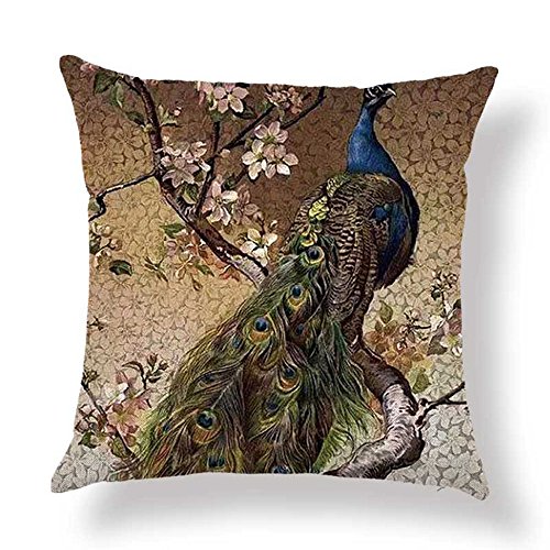 hengjiang Kissen Vogel Pfau Feder Gemälde 120 g Dicke Baumwolle Leinen doppelseitig 45,7 x 45,7 cm/45 x 45 cm Überwurf Kissen für Zuhause Sofa Bett Auto Büro Deko 14 von Hengjiang