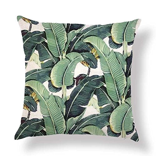 hengjiang Nordic Kissen Pflanze Grün Leaf Gemälde 120 g Dicke Baumwolle Leinen doppelseitig 45,7 x 45,7 cm/45 x 45 cm Überwurf Kissen für Zuhause Sofa Bett Auto Büro Deko 16 von WEIANG