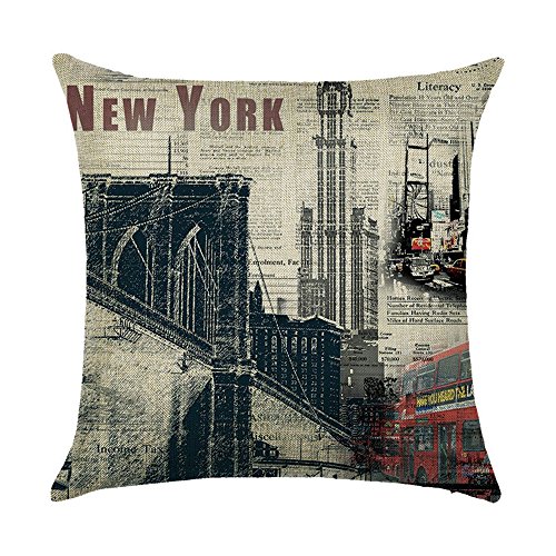 hengjiang Vintage City Serie Pisa New York London Paris Rom Home Kissenbezug Baumwolle Bettwäsche Kopfkissenbezug Quadratisch Retro Doppelseitig Kissen New York 11 von Hengjiang