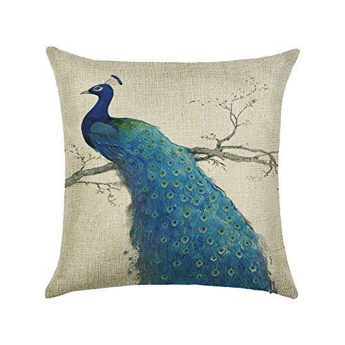 hengjiang Vogel Pfau Kunst Überwurf Kissen Doppelseitig Kissen Baumwolle/Leinen Home Sofa Decor Geschenk Feder 06 von Hengjiang