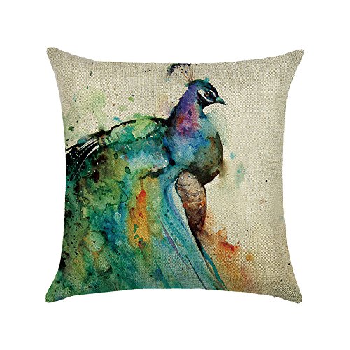 hengjiang Vogel Pfau Kunst Überwurf Kissen Doppelseitig Kissen Baumwolle/Leinen Home Sofa Decor Geschenk Feder 23 von Hengjiang