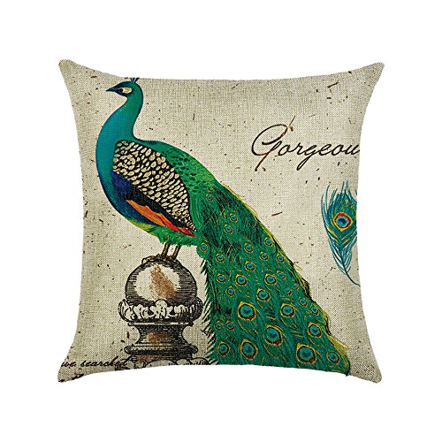 hengjiang Vogel Pfau Kunst Überwurf Kissen Doppelseitig Kissen Baumwolle/Leinen Home Sofa Decor Geschenk Feder 28 von Hengjiang