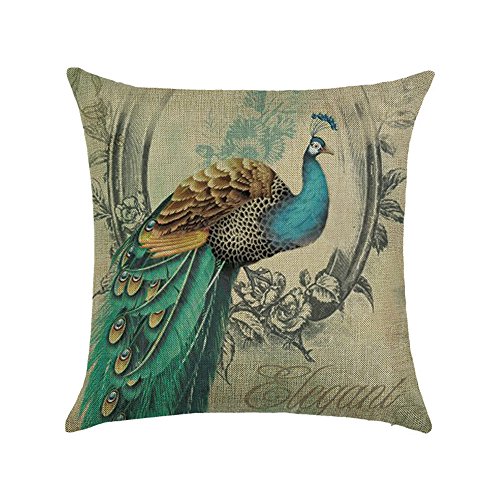 hengjiang Vogel Pfau Kunst Überwurf Kissen Doppelseitig Kissen Baumwolle/Leinen Home Sofa Decor Geschenk Feder 32 von Hengjiang