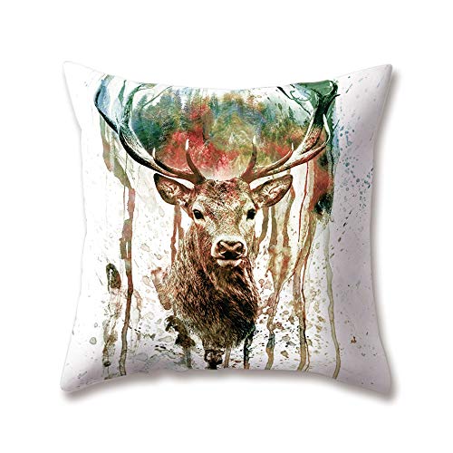 hengjiang Weich Plüsch Zoo Kissen Colorful Animal Zebra Elefant Wolf Hirsch Hawk Parrot Drucken 18 x 18/45 x 45 cm Überwurf Weich Plüsch Kissen für Home Sofa Bett Deko, Polyester, 05, 45 cm*45 cm von Hengjiang