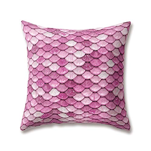 hengjiang Weichem Plüsch Pink Grün Lila Kissen Meerjungfrau Muscheln Waage Artistic Druck 18 x 18/45 x 45 cm Überwurf Weicher, Einfarbiger Kissen für Home Sofa Bett Deko, Polyester, 01, 45 cm*45 cm von Hengjiang