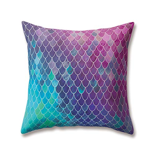 hengjiang Weichem Plüsch Pink Grün Lila Kissen Meerjungfrau Muscheln Waage Artistic Druck 18 x 18/45 x 45 cm Überwurf Weicher, Einfarbiger Kissen für Home Sofa Bett Deko, Polyester, 10, 45 cm*45 cm von Hengjiang