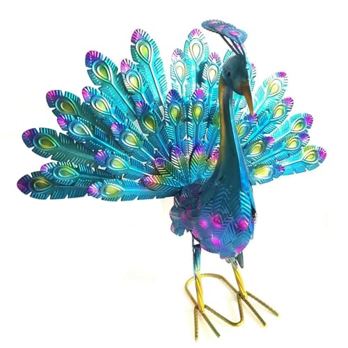 Hengqiyuan Pfau Gartendeko aus Metall - 32 cm Hohe Wetterfeste Gartenskulptur, für Garten Terrasse Balkon Hengqiyuan Pfau Gartendeko aus Metall - 32 cm Hohe Wetterfeste Gartenskulptur, für Garten Terrasse Balkon von Hengqiyuan