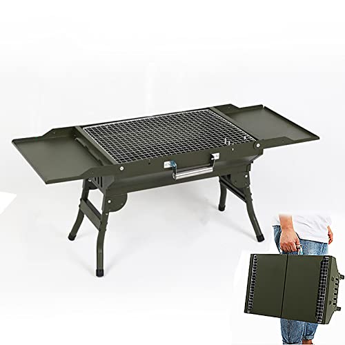 Hengqiyuan Faltbare Holzkohlegrill 82x30x35cm Kleiner Grill Klappbarer Kohlegrill für Outdoor Garten Party usw,Grün von Hengqiyuan