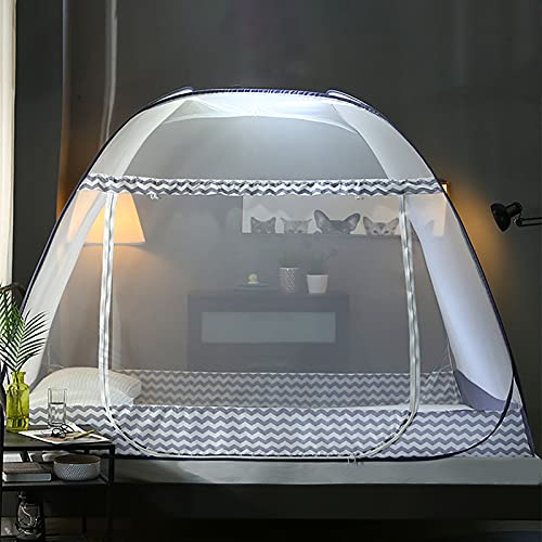 Hengqiyuan Faltbares Moskitonetz Bett Reise-tragbares Moskitonetz Eintüriger Camping-Moskitovorhang Einfach zu installierende Kuppel,Grau,150×200×150cm von Hengqiyuan