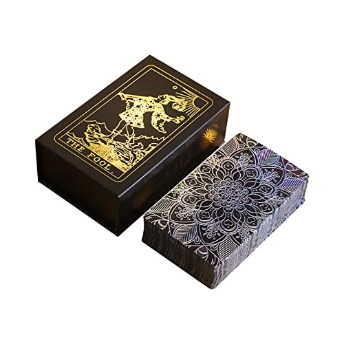 Hengqiyuan Neues Blattgold Tarot Deck mit Farbwechsel, 78 Tarotkarten Deck mit Englischem Handbuch,12 * 7 cm von Hengqiyuan