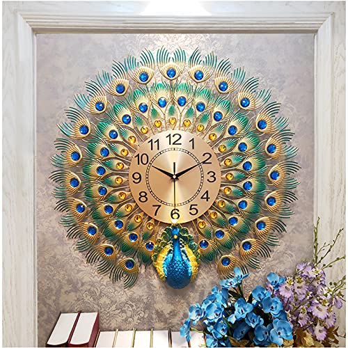 Hengqiyuan Pfau Uhr Wanduhr Geeignet für die Wanddekoration des Wohnzimmers Schlafzimmer Kreative Persönlichkeit Kunst Dekoration Wanduhr Große,60 * 60 cm von Hengqiyuan