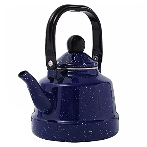 Hengqiyuan Wasserkessel Emaillierter 1. 1L Vintage Emaille Wasserkocher Teekessel Teekanne Kaffeekanne Emaillekessel mit Hitzebeständig Griff für Küche Zuhause Café Camping Gasherd,Blau von Hengqiyuan