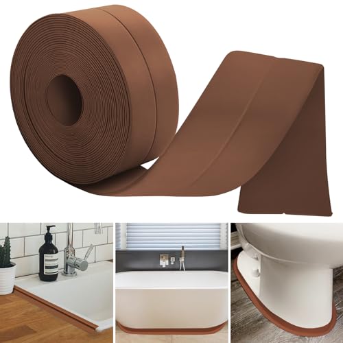 20m Weichsockelleiste Selbstklebend, Abschlussleiste Selbstklebend für Küche und Badezimmer, Weich Sockelleisten Selbstklebende aus PVC, Winkelleiste Selbstklebend, Fugendichtungsband (Braun) von Hengrongshen