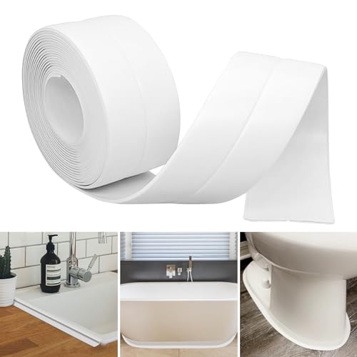 3Meter Weichsockelleiste Selbstklebend, Abschlussleiste Selbstklebend für Küche und Badezimmer, Weich Sockelleisten Selbstklebende aus PVC, Winkelleiste Selbstklebend, Fugendichtungsband (Weiß) von Hengrongshen