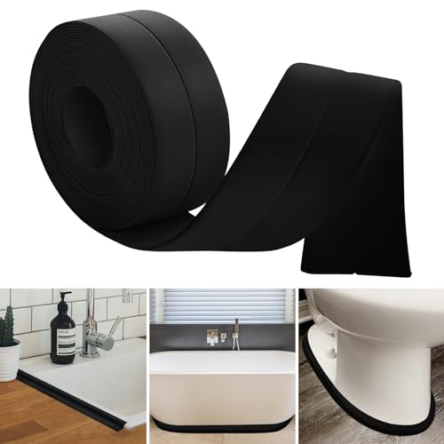 3meter Weichsockelleiste Selbstklebend, Abschlussleiste Selbstklebend für Küche und Badezimmer, Weich Sockelleisten Selbstklebende aus PVC, Winkelleiste Selbstklebend, Fugendichtungsband (Schwarz) von Hengrongshen
