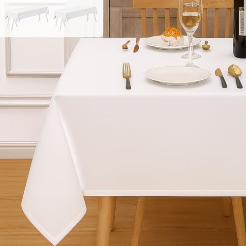 4 Stück Biertischtischdecke 250 x 110 cm, Biertischhusse Weiß Biertisch Tischdecke, Waschbar Polyester Rechteckige Tischdecke für Partys im Freien, Bankette von Hengrongshen