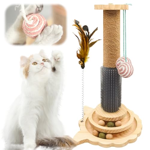 40cm Großer 5-In-1-Kratzbaum Aus Sisal mit Hängendem Ball und Feder Katzenspielzeug Selbstbeschäftigung,Kratzbaum Klein,Integrierter Kratzbaum,Kratzen,Massage und Spielen Cat Tree,Cat Scratcher von Hengrongshen