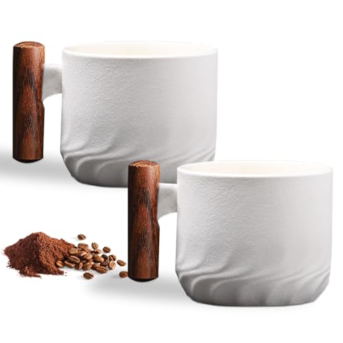 Espressotassen 2er Set (2 x 70 ml) Espressotassen Steingut Kaffeetasse Kaffeebecher aus Keramik Espresso Tassen mit Henkel, Mini Teetasse, Kaffeetasse für Espresso,Tee (2er Set - Weiß) von Hengrongshen