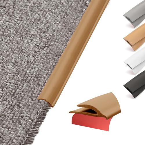 Flexibel PVC Übergangsprofil Selbstklebend Teppiche Kante - Schneidbare Teppich und Boden Übergangsleiste von Teppich zu Fliese Vinylboden Laminat Abschlussleiste Abschlussprofil (Braun, 1M) von Hengrongshen