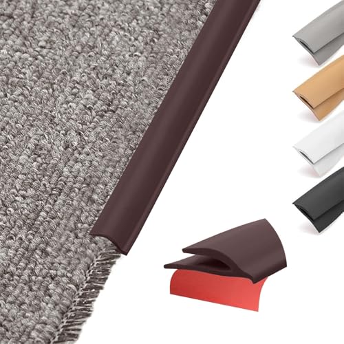Flexibel PVC Übergangsprofil Selbstklebend Teppiche Kante - Schneidbare Teppich und Boden Übergangsleiste von Teppich zu Fliese Vinylboden Laminat Abschlussleiste Abschlussprofil (Kaffee, 6M) von Hengrongshen
