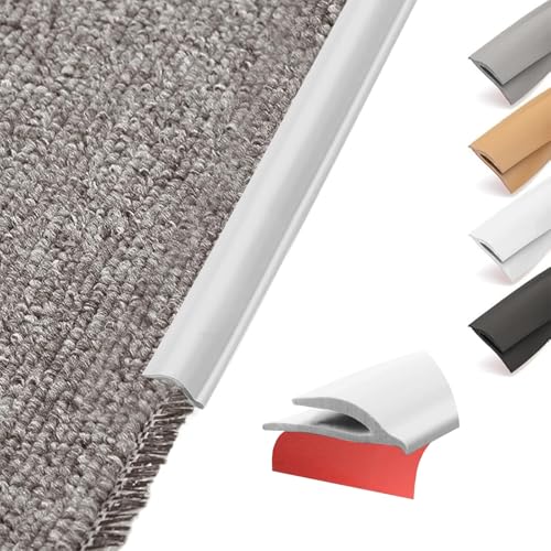 Flexibel PVC Übergangsprofil Selbstklebend Teppiche Kante - Schneidbare Teppich und Boden Übergangsleiste von Teppich zu Fliese Vinylboden Laminat Abschlussleiste Abschlussprofil (Weiß, 3M) von Hengrongshen