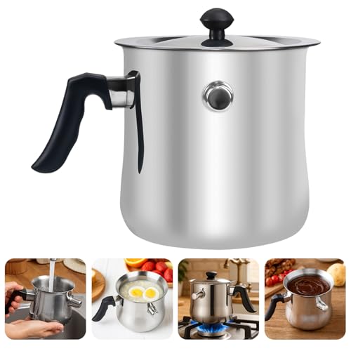 Hengrongshen 1.5L Milchtopf mit Deckel, Simmertopf mit Pfeife, Puddingtopf aus Edelstahl, Milchtopf Doppelwandig für Gas, Elektro und Induktion von Hengrongshen