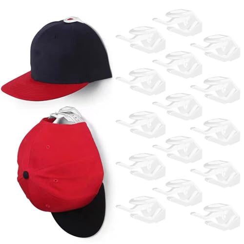 Hengrongshen 15 Stück Selbstklebende Cap Halterung Wand, Kein Bohren Basecap Halterung Wand, Stabiler Cap Halterung, Kappenhalter für Haus Dekoration (Weiß) von Hengrongshen