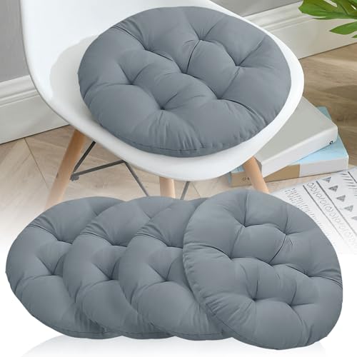 Hengrongshen 4 Stück Stuhlkissen Rund Dunkelgrau, Sitzkissen 40x40, Sitzkissen Outdoor, Sitzkissen Stuhl für Indoor & Outdoor, Bürostuhl, Balkonstuhl, Sitzpolster (Dunkelgrau) von Hengrongshen